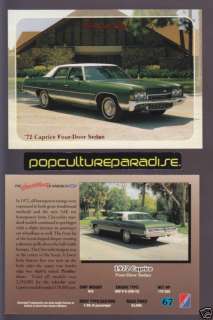 1972 CHEVROLET CAPRICE FOUR DOOR SEDAN CAR Chevy Card  