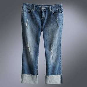 Simply Vera Wang Petite Distressed Denim Capri Jeans  