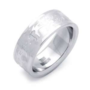  8MM Stainless Steel Wedding Band Tribal Design Ring (Size 