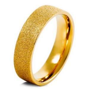  MENS Gold Stainless Steel Scrub Rings Wedding Band Size 8 