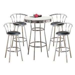 MAN CAVE Metal Bar Table with White Table Top & Pub Set with 4 Swivel 