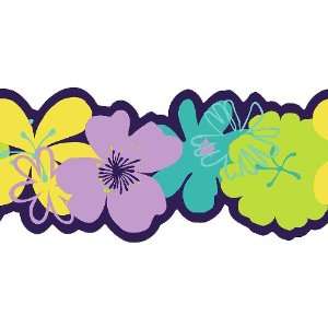  Poppin Poppies Purple, Teal and Yellow Wallpaper Border 