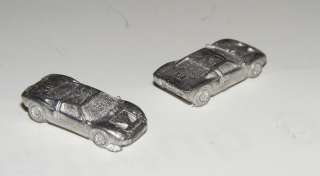 Set of 10 unpainted white metal 1960s Sportscar playing pieces