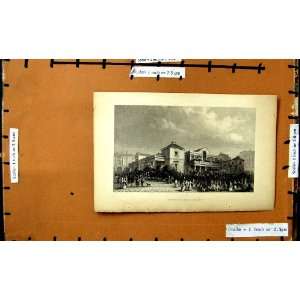  VIEW COVENT GARDEN MARKET LONDON ENGLAND OLD PRINT