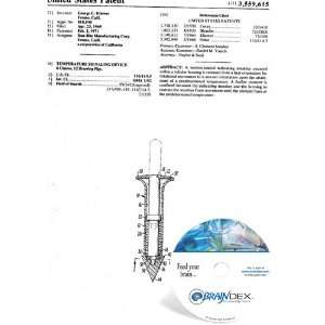    NEW Patent CD for TEMPERATURE SIGNALING DEVICE 