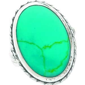  Sterling Silver Turquoise Oval Ring Sz 9 Jewelry