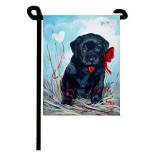    Black Labrador Puppy with Balloon Flag Garden Size 