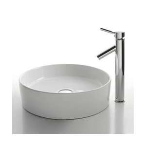   140 1002CH Ceramic Vessel Style Bathroom Sink   White Ceramic / Chrome