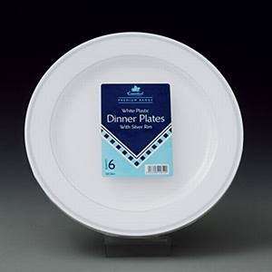  Essential Housewares Premium Plastic Silver Rim Plates 