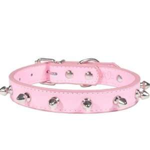  Designer Dog Collar   Leather Spike Collar   Pink  Small 