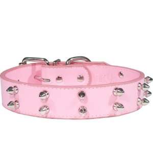  Designer Dog Collar   Double Spike Collar   Pink   Medium 