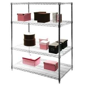   84h Chrome Wire Shelving Unit with Four Shelves