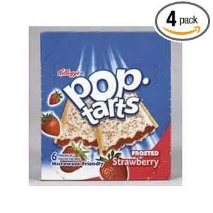 Kelloggs Frosted Strawberry Pop Tarts, 6 Packages per Box (Pack of 4 