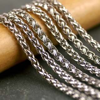 Silver(White Gold)Plated Wheat Chain Link Silver Metal Rope Chains 