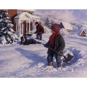 Shoveling Out by Robert Duncan. Size 20 inches width by 16 inches 