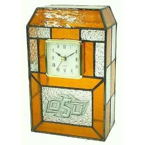   State Cowboys Leaded Stained Glass Desk Clock