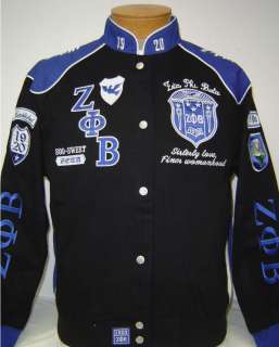   Black & Blue Zeta Phi Beta Sorority, Inc. Racing Style Jacket Womens