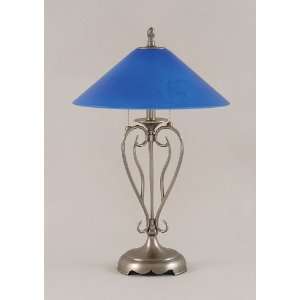   Light Table Lamp w 16 in. Blue Italian Glass Shade