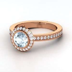  Roxanne Ring, Round Aquamarine 14K Rose Gold Ring with 