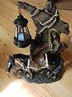 Country Black Horse Statue Days End Solar ligh yard ornament resin 