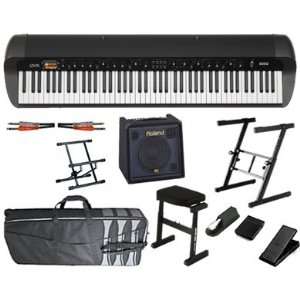 Korg SV 1 88 Stage Piano   Black COMPLETE STAGE BUNDLE with Amp, Case 