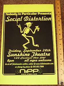 SOCIAL DISTORTION PROMO Concert Gig TOUR Poster 2001  