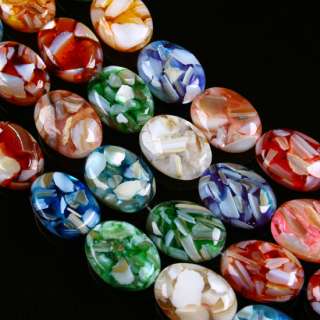 Mixed Mother Of Pearl Shell Oval Gemstone Bead 13x18mm  