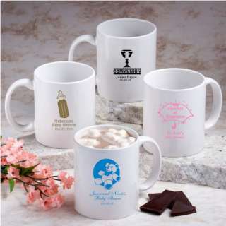 Perk up your guests with a personalized white ceramic coffee mug that 