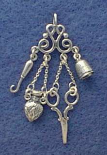 Sterling Silver SEWING CHATELAINE PENDANT  