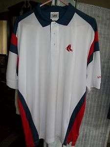 Boston Red Sox Lee Sport White Polo Short Sleeve MLB Shirt 100% 