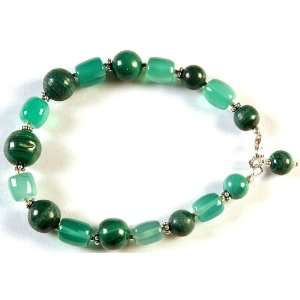  Green Onyx and Malachite Bracelet   Sterling Silver 