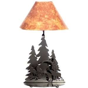 Wolf Pack Table Lamp with Leather Look Shade
