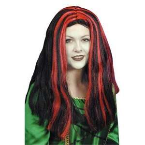   Party Wigs  Witch Wig With Black & Red Streaks Toys & Games