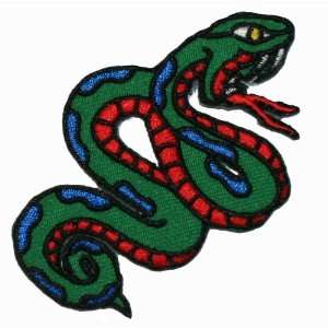  K12 Snake Green Red Iron On Applique Patch Lot of 2 