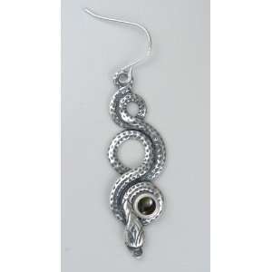 Beautifully Detailed Sterling Silver Snake Earrings Accented with 
