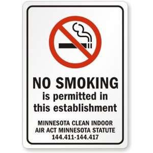  No Smoking is permitted in this establishment MINNESOTA 