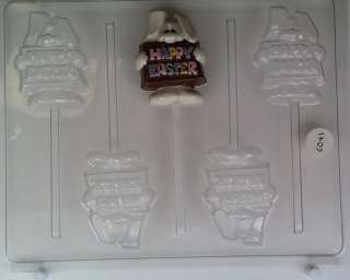 HAPPY EASTER BUNNY LOLLIPOP CANDY MOLD (E041)  