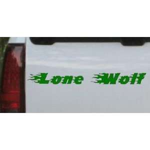 Flaming Lone Wolf Car Window Wall Laptop Decal Sticker    Dark Green 