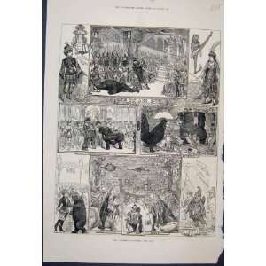  1880 Christmas Panto Sinbad Gulliver Blue Beard Print 