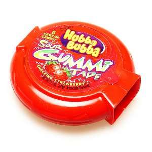 Hubba Bubba Sour Shocking Strawberry Gummi Tape   12 ea