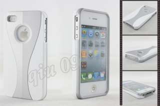 NEW Silver 3 Piece Hard Plastic Case Skin Cover For Apple iPhone 4 4G 