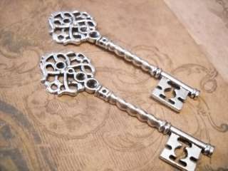 Large Skeleton Key Pendants Skeleton Keys Vintage Style Silver 68mm 