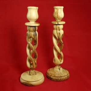   of Hand Carved Bethlehem Olive Wood Taper Candle Holders 8.66 Inches