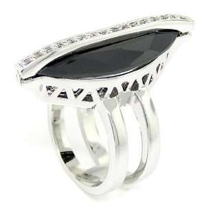  Classic & Unusual Cocktail Ring w/Black & White CZs Size 7 