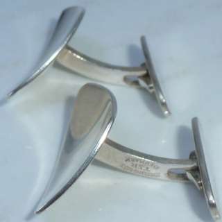   SILVER CUFFLINKS MODERN CONCAVE TH.SKAT RORDAM DENMARK STERLING  