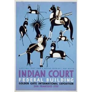  WPA Poster Indian court, Federal Building, Golden Gate 