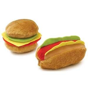    Plush Cuisine Hot Dog and Hamburger Squeak Toys