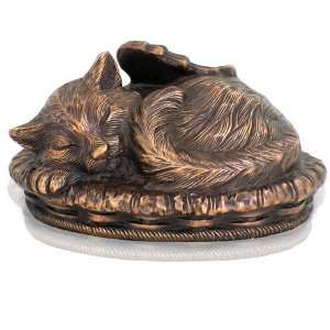  Metallic Copper Sleeping Angel Cat Cremation Urn Patio 