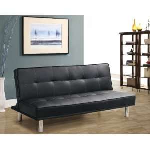   Specialties Black Leather Like Click Clack Futon