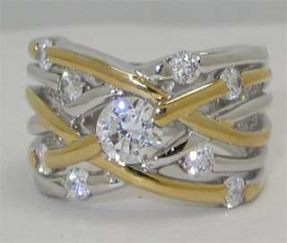 LADIES WEAVE SCATTERED SOLITAIRE SIMULATED DIAMOND RING CR9619W WHITE 